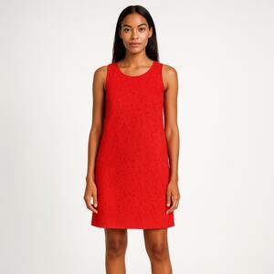 Banana Republic Red Floral Lace Embroidered Overlay Shift Mini Dress Size 4